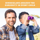 Promora Binoculars for Kids, Set with Magnifying Glass & Compass Purple - Perfect Toy for Little Boys and Girls, Kids Binoculars for 3-12 Years Boys and Girls Present for Toddler by TinyTreasures Baby Boutique