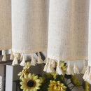 Sutuo Home Boho Sheer Curtain Valance Tier Cotton Linen with Bohemian Handmade Tassels, Short French Farmhouse Window Treatment for Kitchen Cafe, Rod Pocket, 1 Panel 59" W x 24" L, Natural Textured by CozyNest Decor