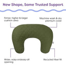 Boppy Nursing Pillow with Luxe Fabric Cover, Quilted Moss, Larger, More Supportive Pillow for Breastfeeding and Bottle Feeding; Firmer and Higher Than Original, w/Premium Cover; JPMA Certified by TinyTreasures Baby Boutique