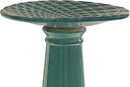 Sunnydaze Rennes Outdoor Ceramic Bird Bath - 22.5" H - UV- and Frost-Resistant - Glazed Bowl and Pedestal with Turquoise Finish by GreenHaven Gardens