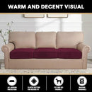 PrinceDeco Stretch Couch Cushion Covers Fitted Individual Seat Couch Slipcover Sets Velvet Fabric Soft Slip Cover for Chair Sofa Cushion Furniture Protector(Each Width Up to 29.5",Burgundy) by CozyNest Decor