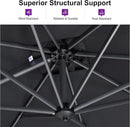 PURPLE LEAF 8 Feet Square Cantilever Umbrella Patio Umbrella with Base Outdoor Umbrella Aluminum Offset with 360-degree Rotation for Garden Deck Pool Patio, Grey by GreenHaven Gardens