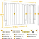 Cumbor 31.6-48" No Bottom Bar Baby Gate for Stairs, 2-in-1 Auto Close Dog Gate Indoor, Hardware Mounted Pet Gate for Doorways with Large Walk Thru Door, Child-Proof Safety Gate for Kids (White) by TinyTreasures Baby Boutique