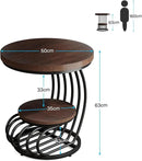 Tribesigns Round End Side Table: 2 Tiers Side Table Set of 2, Vintage End Table for Living Room, Small Bedside Table Accent Table with Arc-Shaped Frame, Rustic Brown by CozyNest Decor