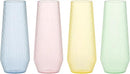 48 Pack Ribbed Ripple Stemless Toasting Glasses, Origami Durable 9 Oz BPA-Free Disposable Plastic Champagne Flutes for Weddings, Bars, Events, and Celebrations (48, Ribbed Color Collection) by CozyNest Decor