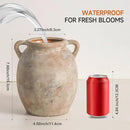 Ceramic Flower Vase 7.6 inch Farmhouse Rustic Vase Decorative Pottery Terracotta Vases for Home Decor Table Mantle Fireplace Living Room Bathroom Wedding Centerpiece (Whitewashed) by GreenHaven Gardens
