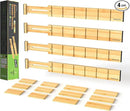ANTOWIN 4 Pack Expandable Drawer Dividers, 2.2'' High, Extend from 17'' to 22'', Dresser Drawer Organizers, Bamboo Separators for Kitchen, Bedroom, Office, Bathroom, with 12 Pack Divider Inserts by CozyNest Decor