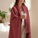 PHF 100% Cotton Waffle Weave Throw Blanket, Soft Lightweight Breathable Cozy Summer Throws for Couch Bed Sofa, Luxury Aesthetic Woven Blanket for Home Decor & Office, 50"x60", Wine Red by CozyNest Decor