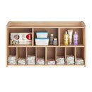 Foundations Serenity Wooden Diaper Organizer for Daycares, 3 Large & 8 Small Storage Compartments, Natural Wood Construction, Maximum Durability (Natural) by TinyTreasures Baby Boutique