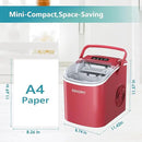 EUHOMY Countertop Ice Maker Machine with Handle, 26lbs Per Day, 9 Ice Cubes Ready in 6 Mins, Auto-Cleaning Portable Ice Maker with Basket and Scoop, for Home/Kitchen/Camping/RV (Red) by CozyNest Decor