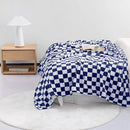 LOMAO Throw Blankets Flannel Blanket with Checkerboard Grid Pattern Soft Throw Blanket for Couch, Bed, Sofa Luxurious Warm and Cozy for All Seasons (Dark Blue, 60"x80") by CozyNest Decor