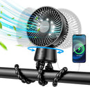 20000mAh Portable Stroller Fan, 120° Auto Oscillation, 3-IN-1 with Power Bank LED Light Detachable Flexible Tripod Rechargeable Battery Powered Clip On Fans Desk for Baby Crib Car Seat Travel by TinyTreasures Baby Boutique