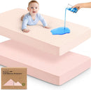 Waterproof Crib Mattress Protector Cover Fitted - 2-Pack Quiet Baby Crib Mattress Pad Sheets, 52" x 28" Soft Quilted Cotton Baby Sheet, Machine Washable, Easy Fit, Durable (Mist Rose/Quin) by TinyTreasures Baby Boutique