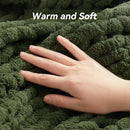 Chunky Knit Throw Blanket, 50''*60'' Knitted Throw Chenille Yarn for Bed Couch, Handmade Green Crochet Big Thick Blanket, Machine Washable Cute Comfy Blanket for Home Decor by CozyNest Decor