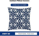 HWY 50 Navy Blue Decorative Throw Pillow Covers 18x18 Inch (1 Piece), Embroidered Cotton Farmhouse Cushion Cover Pillow Case for Sofa Couch Living Room Bed, Fashion Geometric by CozyNest Decor