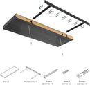 Large Floating Shelves for Wall Set of 3 Wooden Wall Shelves 24 in x 12.75 in x 2 in Room Decor Long Shelf with Invisible Wall Mount Bracket for Bedroom Kitchen Living Room Black Wood by CozyNest Decor