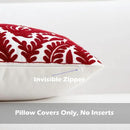 HWY 50 Burgundy Red Decorative Throw Pillow Covers 18x18 Inch (1 Piece), Embroidered Cotton Farmhouse Cushion Cover Pillow Case for Sofa Couch Living Room Bed Bedroon, Floral Branches by CozyNest Decor