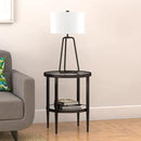 Henn&Hart 20" Wide Round Side Table with Mirror Shelf in Blackened Bronze, Table for Living Room, Bedroom by CozyNest Decor