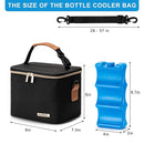 Breastmilk Cooler Bag with Ice Pack Fits 6 Baby Bottles Up to 5 Ounce, Baby Bottle Bag with Shoulder Strap for Nursing Mom Daycare-Black by TinyTreasures Baby Boutique