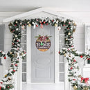 Interchangeable Seasonal Welcome Sign Front Door Decoration with 4 Seasonal Wreaths and LED Light, Rustic Round Wood Wreaths Wall Hanging Outdoor, Farmhouse Front Door Decoration Home Décor by CozyNest Decor