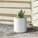 Kante 9.8" Dia Round Concrete Planter, Modern Style Large Cylindrical Plant Pot with Drainage Hole and Rubber Plug for Indoor Outdoor Patio, Pure White by GreenHaven Gardens