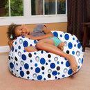 Posh Creations Bean Bag Chair for Kids, Teens, and Adults Includes Removable and Machine Washable Cover, Canvas Bubbles Blue and White, 38in - Large by TinyTreasures Baby Boutique