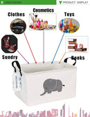 LANGYASHAN Rectangular Storage Bin Collapse Canvas Fabric Cartoon Storage Basket with Handles for Organizing Home Kitchen Boys and Girls Toys Office Closet Shelf Baskets (REC Elephant) by TinyTreasures Baby Boutique