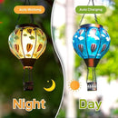 Solar Hot Air Balloon Lantern Flickering Flame, Sky Blue Glass Hot Air Balloon Solar Lantern Outdoor Waterproof, Decorative Hanging Hot Air Balloon Solar Light for Outside Garden Patio Yard by GreenHaven Gardens
