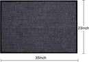 Fani Heavy Duty Large Grey Striped Floor Door Mat - Waterproof Low Profile Home Rug with Anti-Skid Rubber Back (Gray, 23" x 35") by GreenHaven Gardens