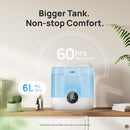 Dreo Humidifiers for Bedroom, 6L Top Fill Quiet Supersized Cool Mist Humidifier for Large Room, 60 Hour Runtime, Ultrasonic Humidifiers for Home, Baby, Plant, Indoor, Night Light, Blue by TinyTreasures Baby Boutique