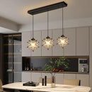 Farmhouse Modern Glam Chandelier Dining Room Clear Glass Star Pendants Light Fixture Kitchen Island LED Ceiling Hanging Lights Included Warm Light Bulbs Black by CozyNest Decor