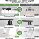 5-Light Black Bathroom Vanity Light Fixture with Milky White Frosted Glass Shades, Bathroom Light Fixture for Mirror, Matte Finish, Reversible Up/Down Lighting for Bedroom, Living Room, Hallway by CozyNest Decor