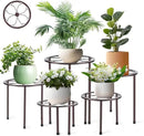 5 Pack Metal Plant Stand, Anti-Rust Iron Plant Stands for Indoor and Outdoor, Heavy Duty Flower Pot Stands for Multiple Plant, Black Potted Plant Holder for Garden Home (5 Pack Brown) by GreenHaven Gardens