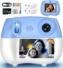 Instant Print Camera for Kids - Front Rear Dual Selfie Kid Print Camera, Fun Birthday Gift for Boys Ages 3-12, HD Digital Video Cameras, Easy to Use for Toddler - Blue by TinyTreasures Baby Boutique