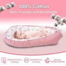 Baby Lounger - Infant Lounger for Newborn 0-24 Months, Breathable & Soft Baby Lounger Cover, Portable Infant Lounger for Home and Travel, Babies Essentials Gifts - Pink by TinyTreasures Baby Boutique