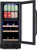 Newair 15" Wine and Beverage Refrigerator 9 Bottle and 48 Can Capacity, Beverage Cooler in Stainless Steel, Built-in or Freestanding Dual Zone Drink Fridge with Triple-Pane Glass Door by CozyNest Decor