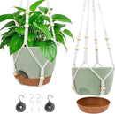 Hanging Planters for Indoor Outdoor Plants, 2 Pack Self Watering Hanging Pot with Drainage Holes, Removable Tray & 2 Kinds of Plant Hangers, 8'' Hanging Flower Pots for Home Garden Decor, Green by GreenHaven Gardens