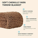 L'AGRATY Chunky Knit Blanket Throw: 72''x84'' Chenille Chunky Knitted Throw Blanket for Bed Couch - Handmade Thick Big Cable Knit Blanket - Large Chunky Crochet Rope Blanket for Home Decor(Brown) by CozyNest Decor
