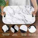 Serving Trays with Handles, 14.5 x 9.8 inch Rectangular Plastic Tray for Restaurant, Kitchen, Gray White Marble by CozyNest Decor