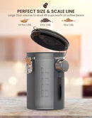 HAIOOU Airtight Coffee Canister Wood Grain [New Version], 22OZ Large Stainless Steel Coffee Bean Storage Container with Date Tracker, Measuring Scoop, CO2 Releasing Valves - Walnut and Gray by CozyNest Decor