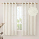 LAMIT Natural Linen Curtains 63 inch Length for Living Room, Boho Semi Sheer Light Filtering Window Textured Neutral Drapes with Bronze Grommet for Bedroom, 2 Panels Set, 60 x 63 Inch by CozyNest Decor