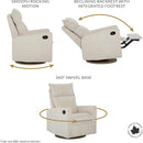 Jaymar Arya Modern Nursery Glider Recliner Chair – Cozy Nursing Chair with 360° Swivel for New Parents, Gentle Motion, Compact Design, High Back & Low Armrests, Canadian Made (Pearl/Puppy Fabric) by TinyTreasures Baby Boutique