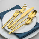 Alata Potter Gold 20-Piece Forged Silverware Set with Utensil-Serving Set, Service for 4, Stainless Steel Flatware Set, Modern Design with Mirror Finish, Ideal for Home, Kitchen, Party, Camping by CozyNest Decor