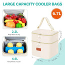 PIIOSER Breast Milk Storage Cooler Bag with Ice Pack, Fits 4 Baby Bottles Up to 5 Ounce, Small Insulated Breastmilk Cooler Travel Bag with Handle Buckle for Nursing & Working Mom Daycare (Cream-XS-1 by TinyTreasures Baby Boutique