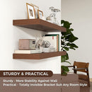 Floating Shelves - 2 Large Wall Mounted Shelves with Invisible Brackets, Long Walnut Wood Floating Wall Shelf for Living Room, Bedroom, Kitchen (48" W x 9" D x 1.5" H) by TinyTreasures Baby Boutique