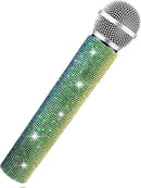 Sanwuta Fake Microphone Prop Sparkly Bling Rhinestones Plastic Play Microphone Pretend Glitter Bedazzled Mic for Cosplay Party Costume(Gradient) by TinyTreasures Baby Boutique