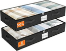 SpaceWhisper 90L Under Bed Storage Containers, 2-Pack Storage Bins with Clear Top, Foldable Closet Organizers and Storage with Label Holder for Clothing, Blankets, Comforter & Pillows(Black) by CozyNest Decor