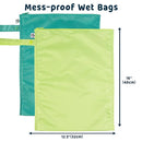 Tiny Twinkle Mess-Proof Waterproof Wet Dry Bag | 2-Pack Reusable Wet Bags for Swimsuits & Baby Clothes | Leakproof Wet Bag for Travel & Diaper Changes for Baby (Rainforest) by TinyTreasures Baby Boutique