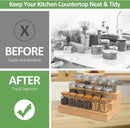 2 Pack Bamboo Spice Rack Organizer for Countertop, 3 Tier Spice Step Shelf for Cabinet (Jars Not Included) by CozyNest Decor