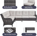 Outdoor Furniture Sectional Sofa L Shaped Couch - Patio Wicker Set with Coffee Table, 3 Piece Rattan Patio Conversation Sets with Beige Cushion for Deck Backyard Sunroom by GreenHaven Gardens